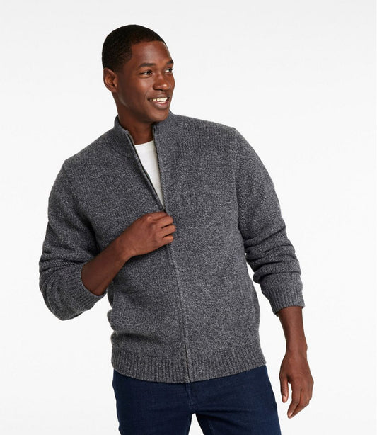 L.L.Bean Best Seller | Men's L.L.Bean Classic Ragg Wool Sweater, Full-Zip Flannel-Lined